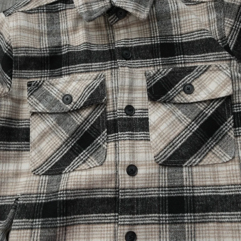 Alpine Design Jacket Men Plaid Flannel Wool 2 Pockets Long Sleeve Buttons XS‎